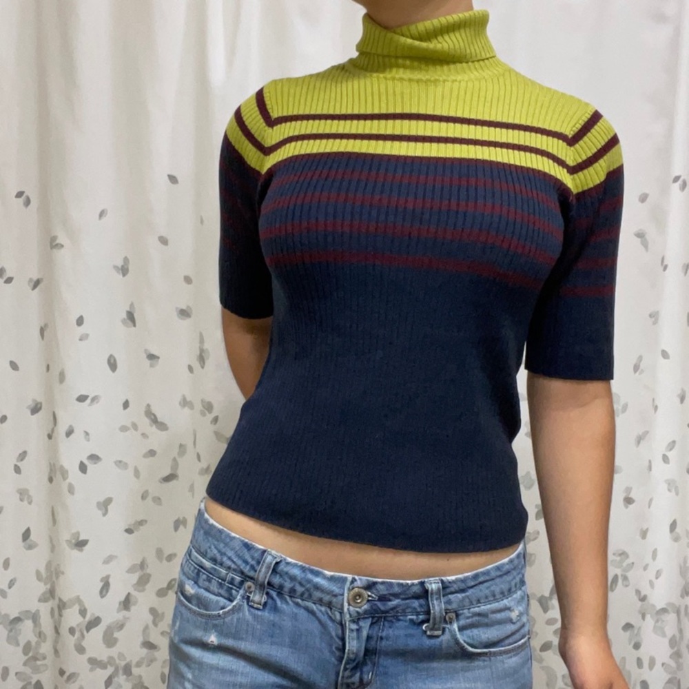 Retro striped turtleneck sweater